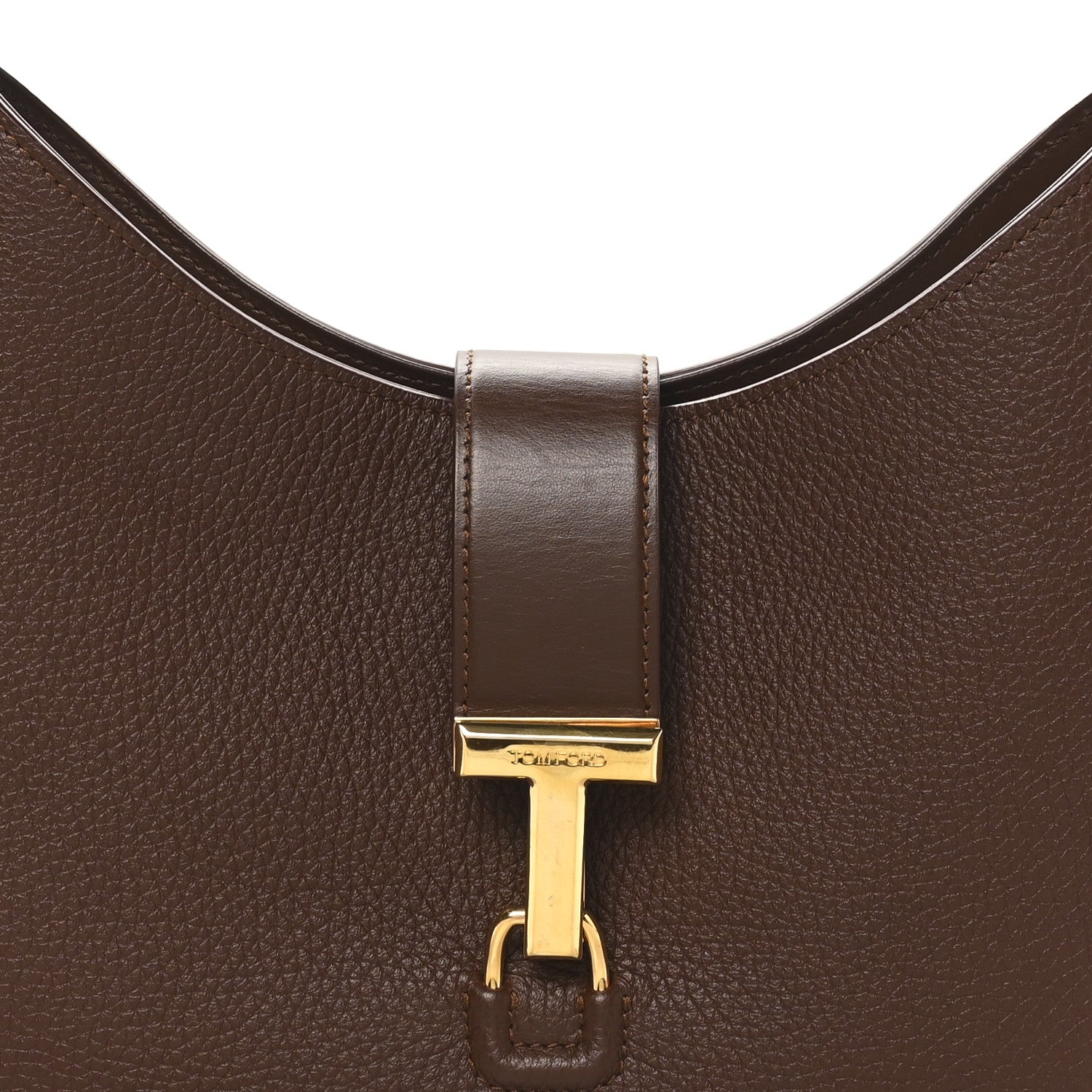 Tom Ford Pebbled Calfskin Monarch Hobo Bag Saddle Brown 7 of 9