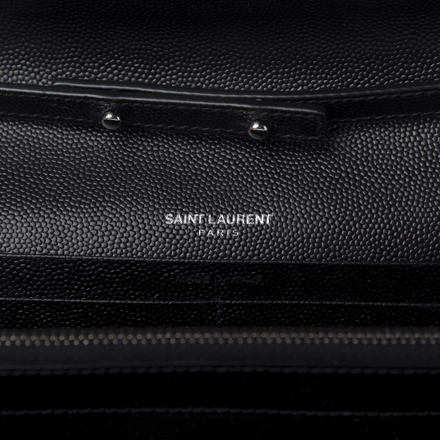 Saint Laurent Grain De Poudre Matelasse Chevron Monogram Chain Wallet Black 8 of 9