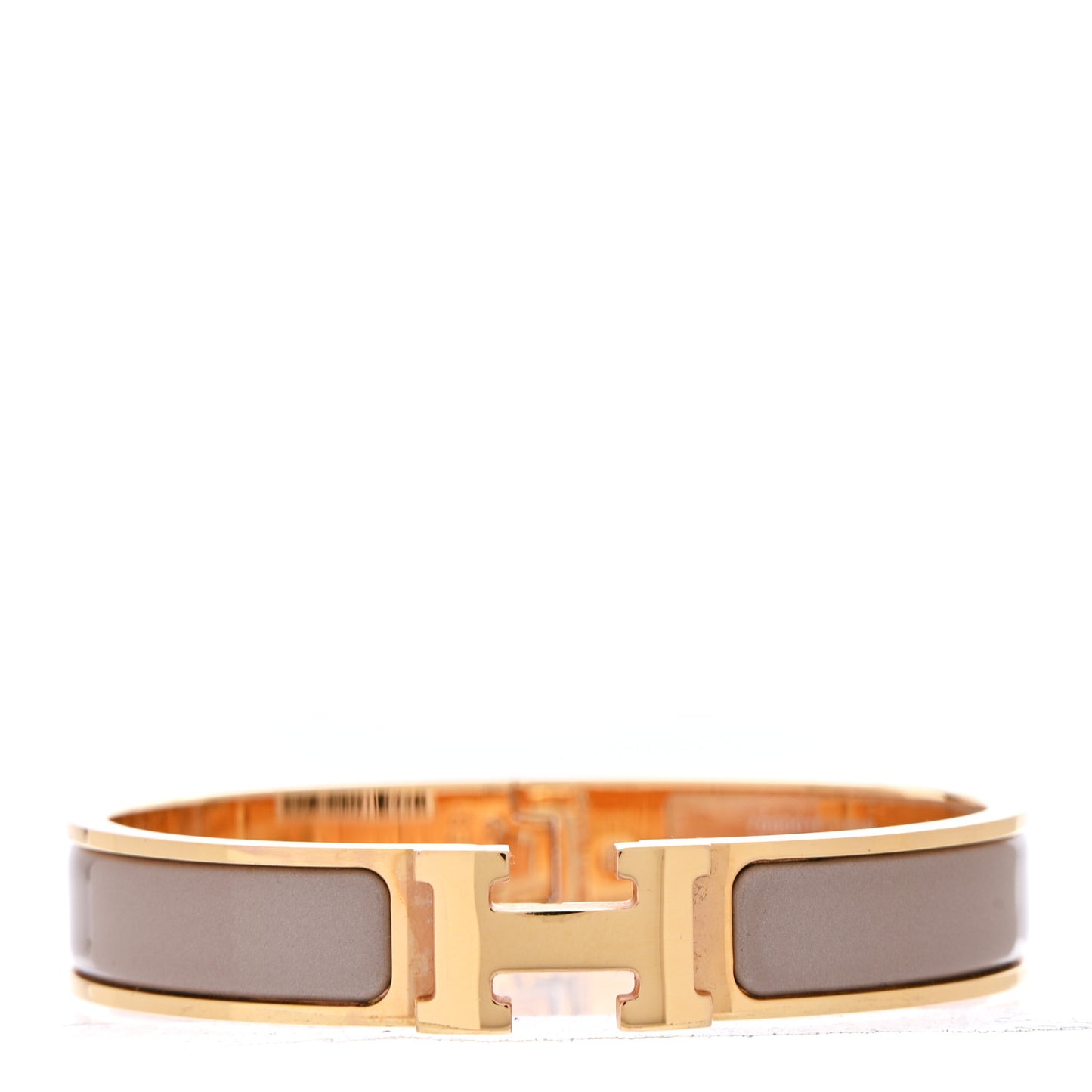 Enamel Narrow Clic Clac H Bracelet GM Marron Glace