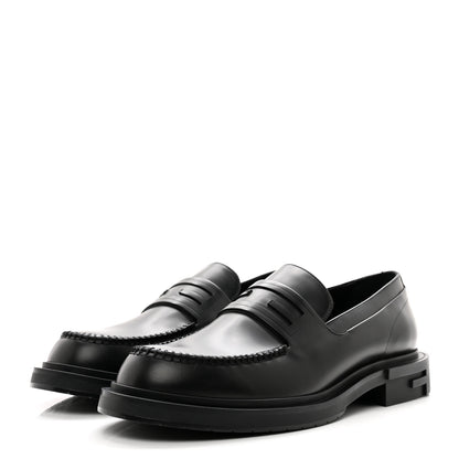 Fendi Vitello Abrasivato Mens Frame Loafers 8 Black 3 of 10