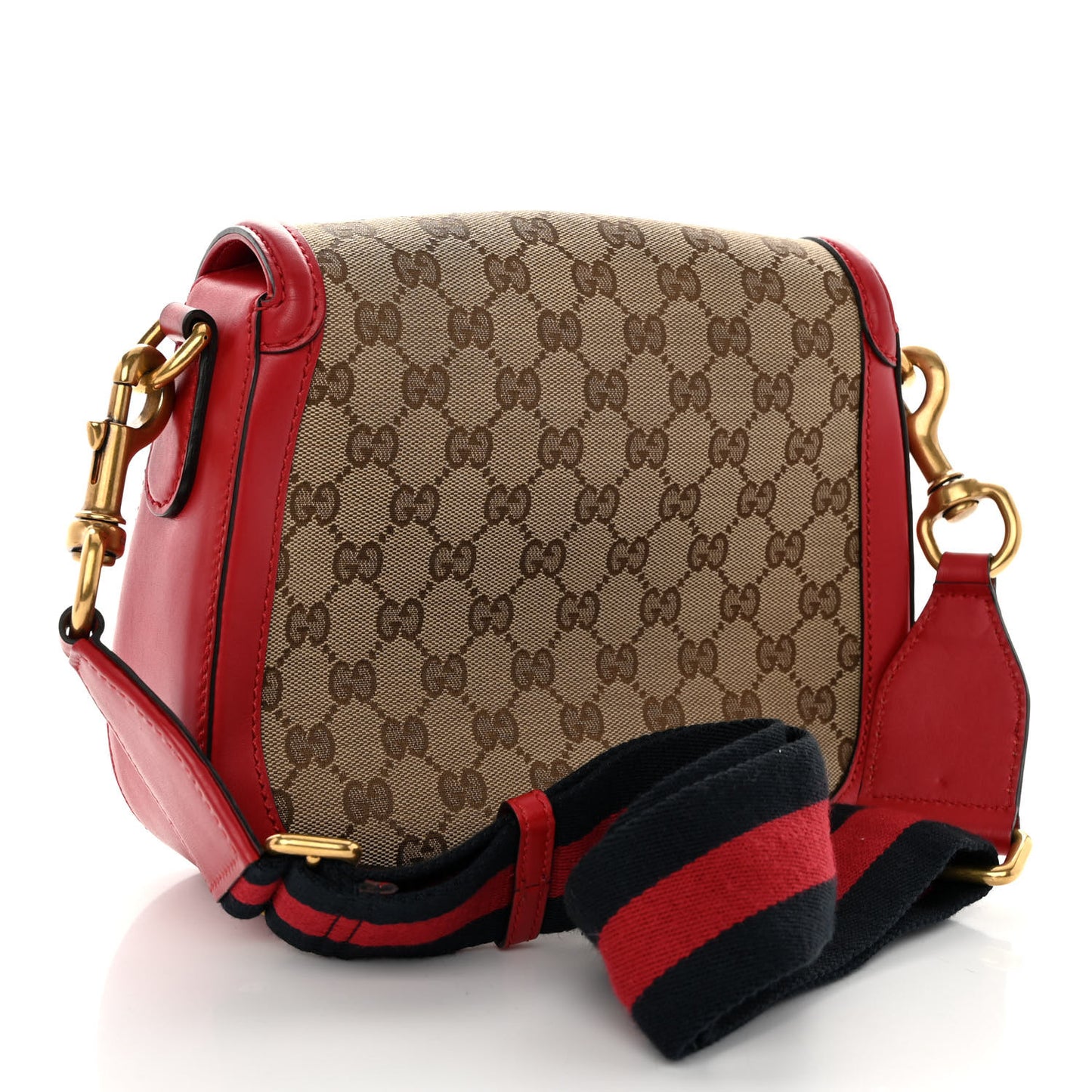 Monogram Ruinart Calfskin Medium Lady Web Shoulder Bag Beige Ebony Hibiscus Red