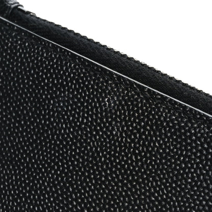 Saint Laurent Grain De Poudre Matelasse Chevron Monogram Fragments Zippered Card Case Black 8 of 8