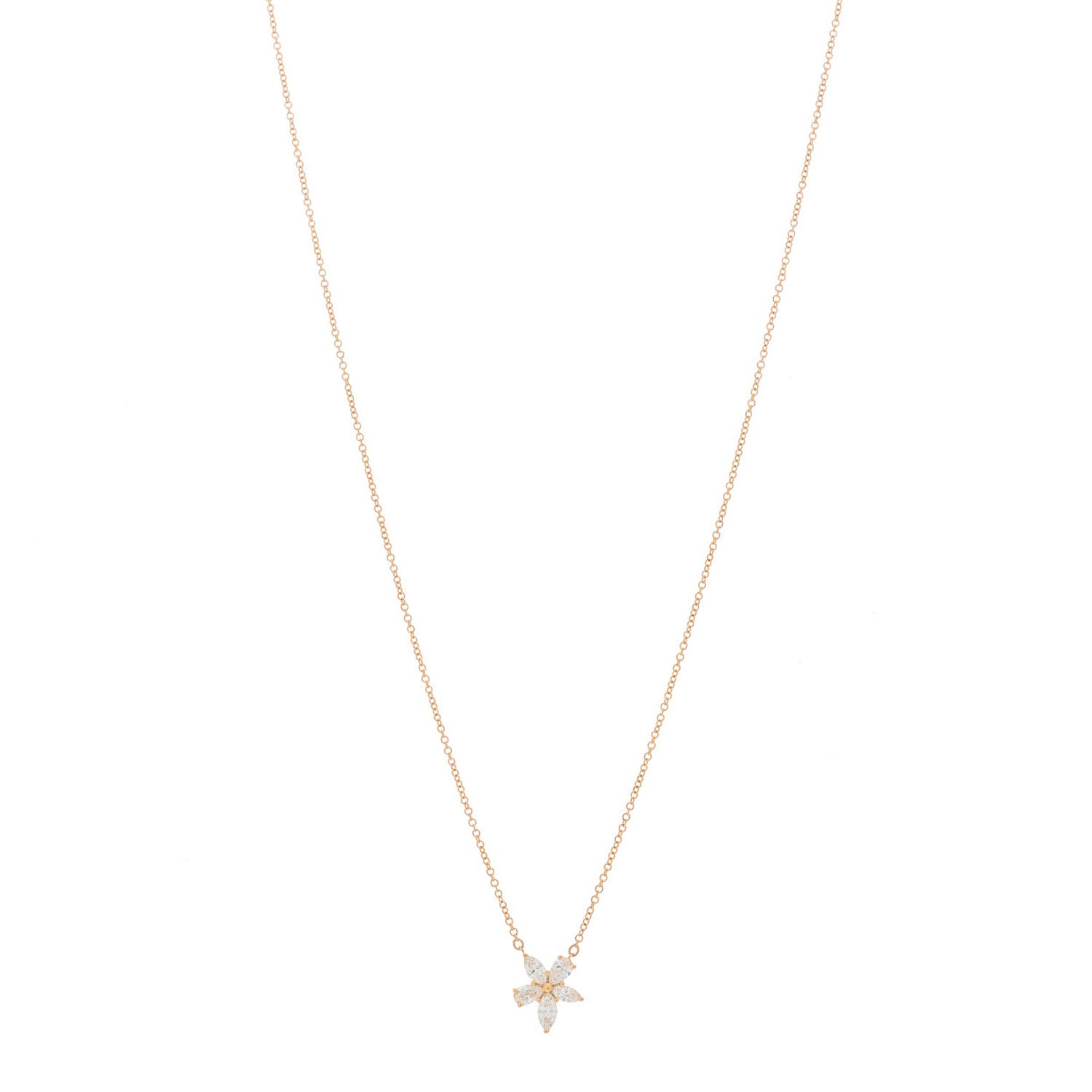 Tiffany 18K Rose Gold Diamond Large Victoria Mixed Cluster Pendant Necklace 1 of 4