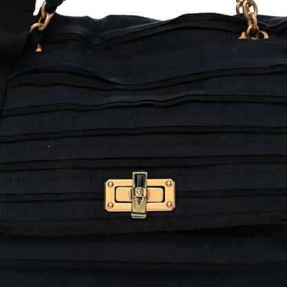 Lanvin Canvas Pleated Happy Square Shoulder Bag Blue Black 8 of 10