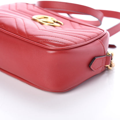Gucci Calfskin Matelasse Small GG Marmont Chain Shoulder Bag Hibiscus Red 6 of 9