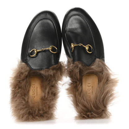 Gucci Calfskin Fur Womens Princetown Slippers 36 Black 2 of 7