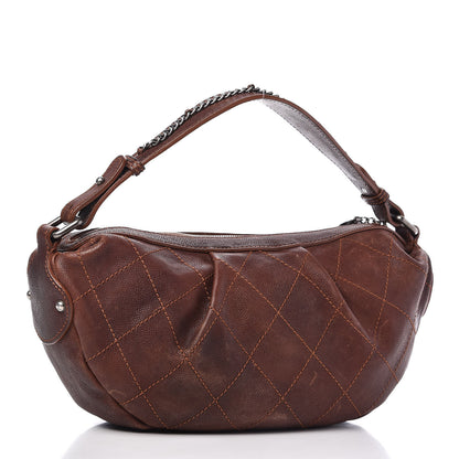 Chanel Caviar Stitched Outdoor Ligne Hobo Brown 3 of 10
