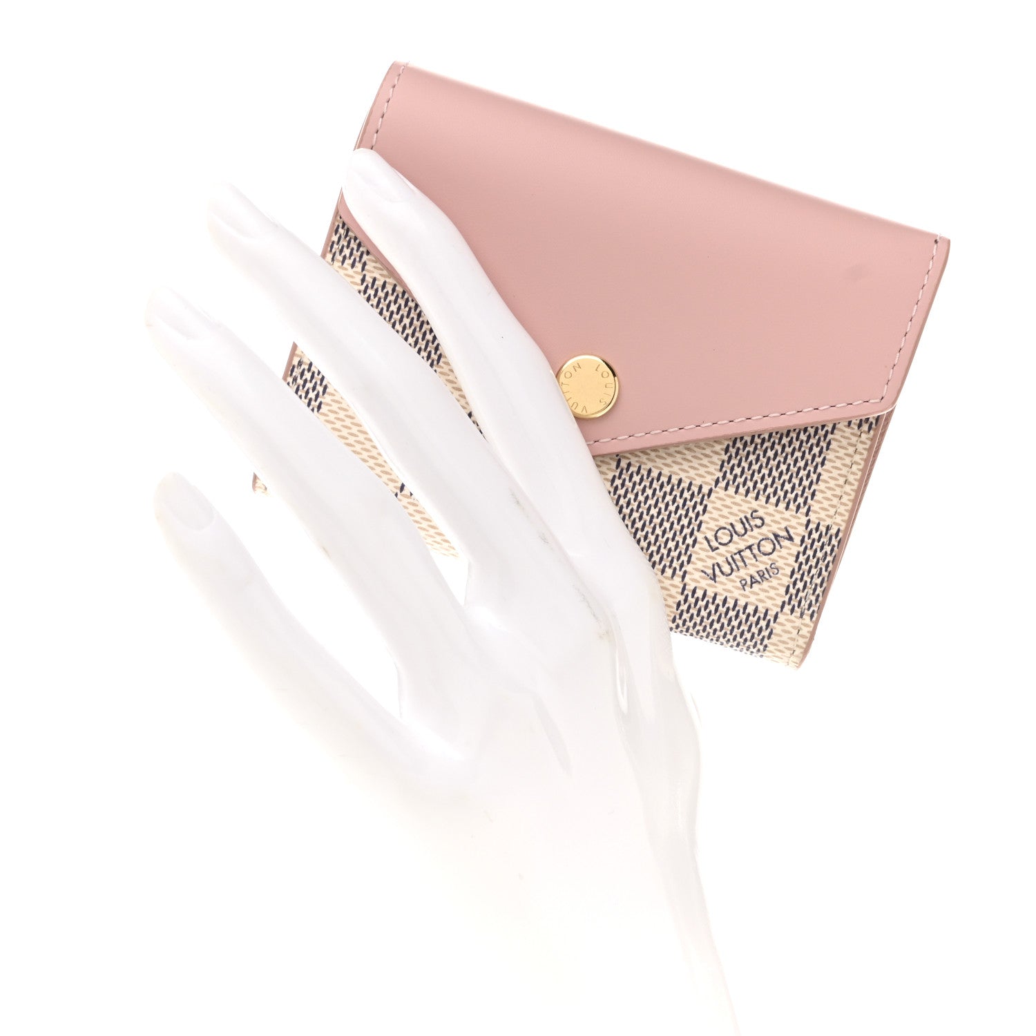 Louis Vuitton Damier Azur Zoe Wallet Rose Ballerine 2 of 9
