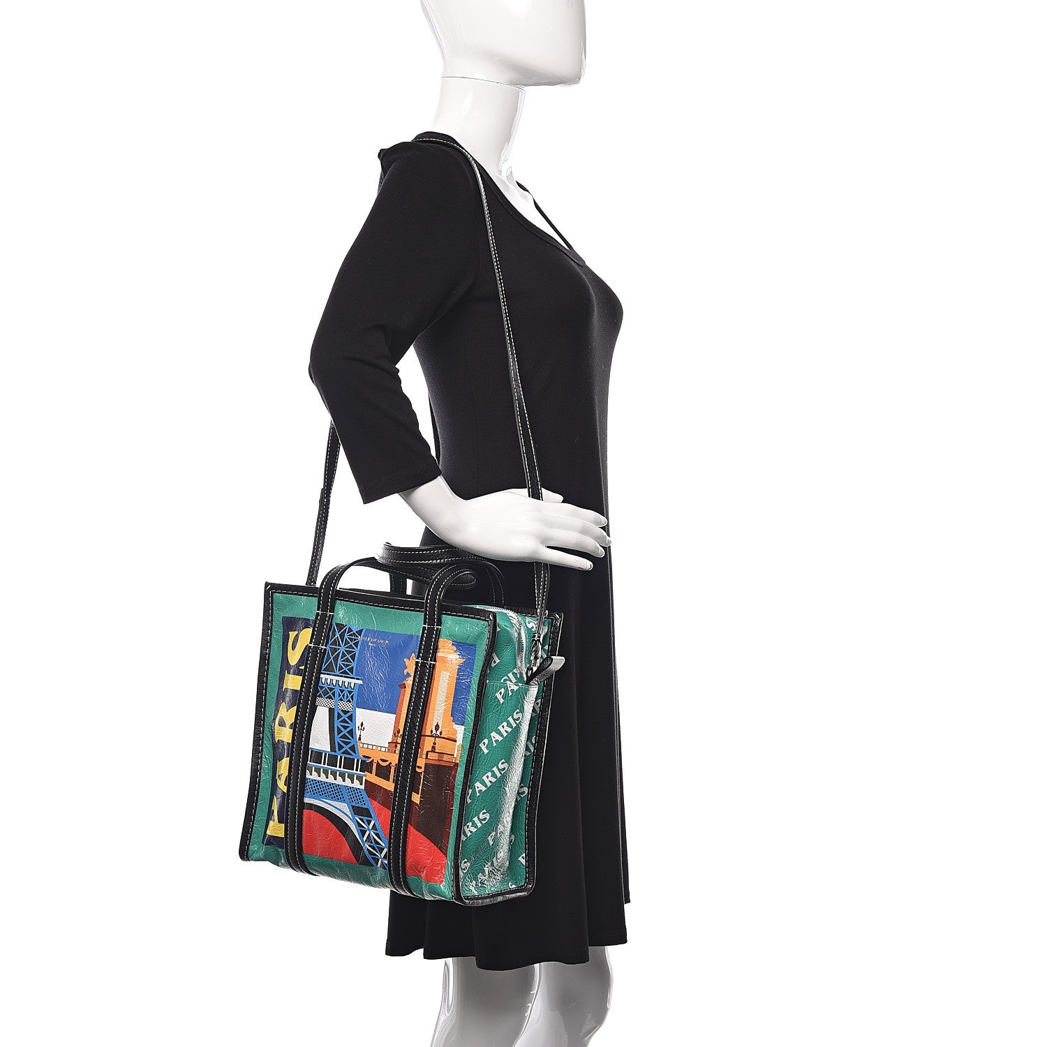 Balenciaga Agneau Arena Paris Print S Bazar Shopper Tote 2 of 10