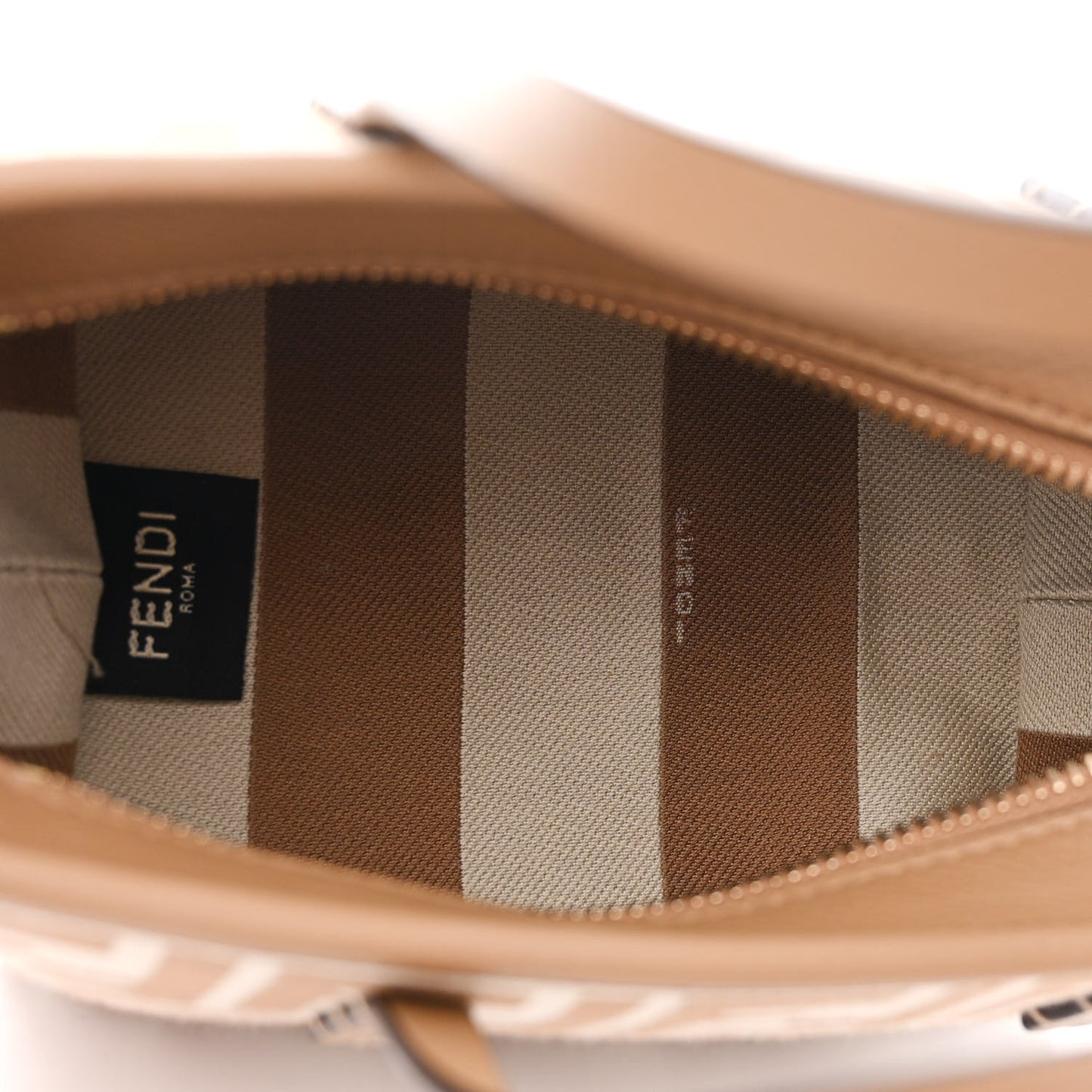 Fabric Calfskin FF Mini Roll Tote Beige Sand