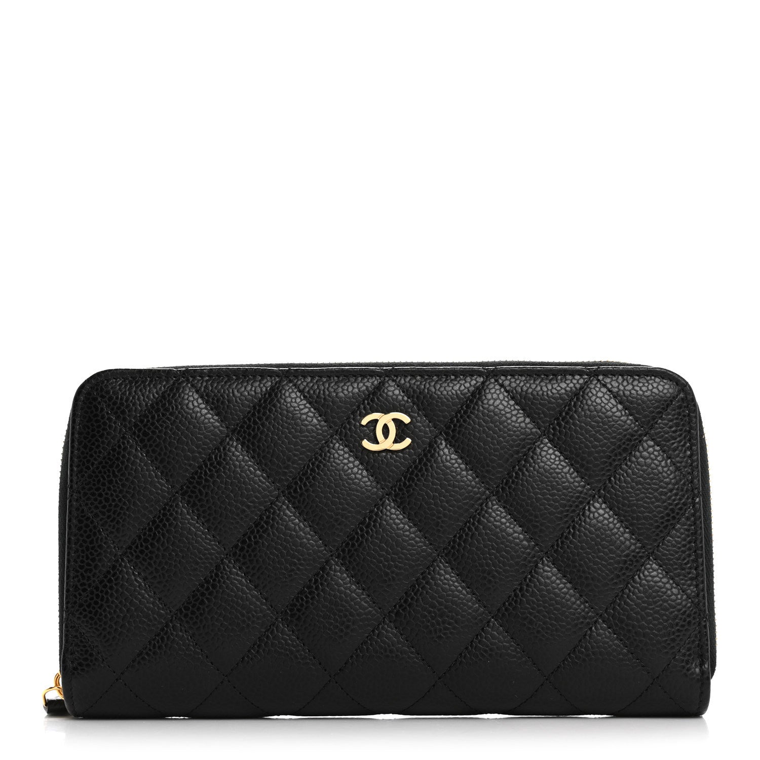Chanel Caviar Quilted Large Gusset Zip Around Wallet Black 1 of 8