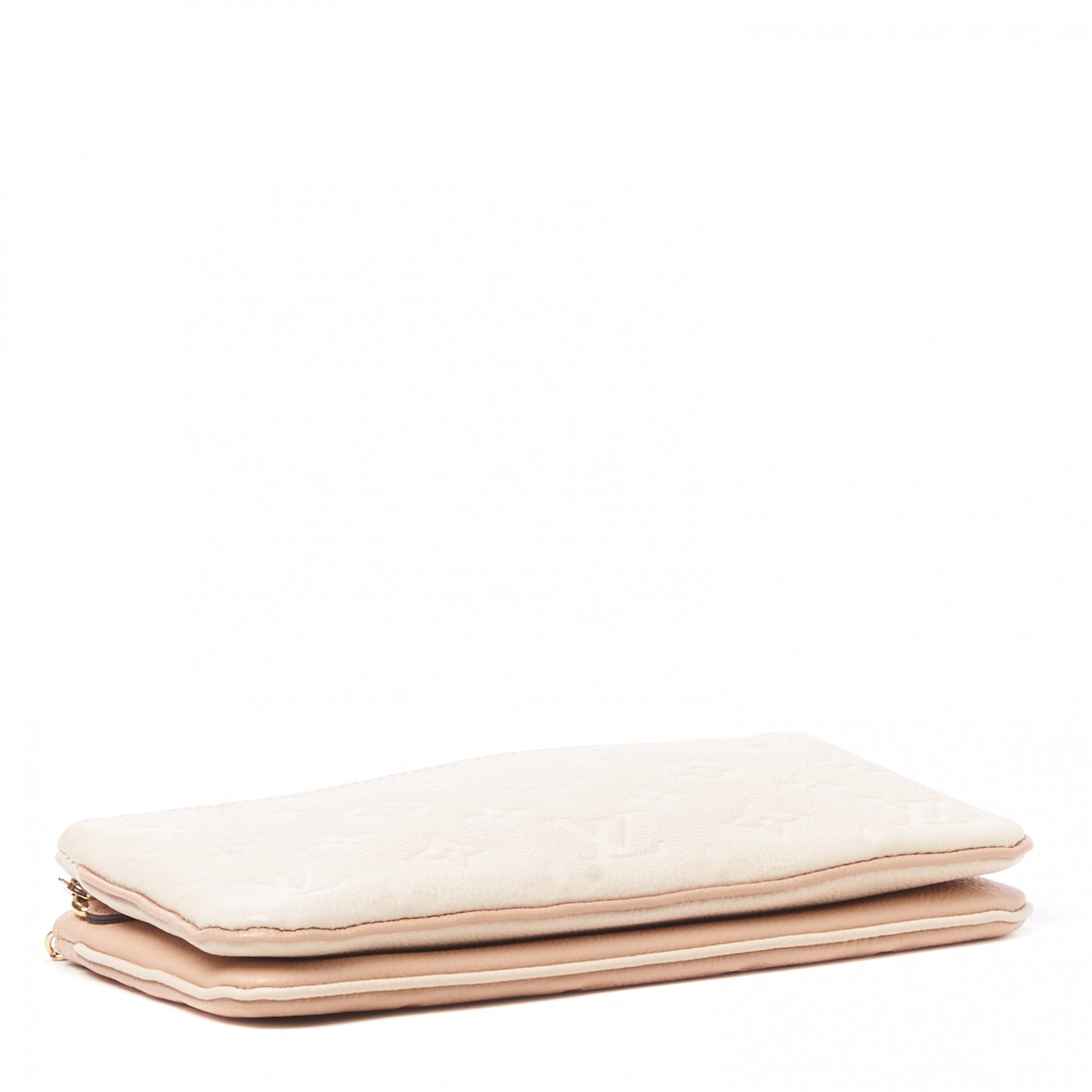 Empreinte Double Zip Pochette Beige Rose Creme