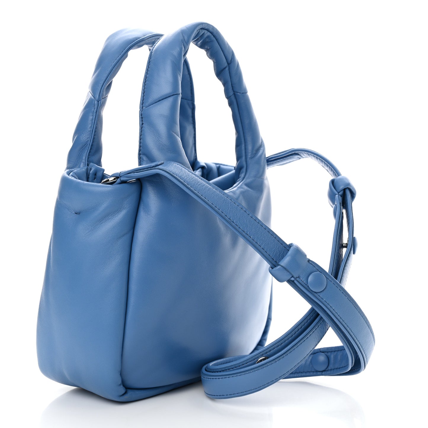 Nappa Soft Padded Small Double Handled Shoulder Bag Celeste