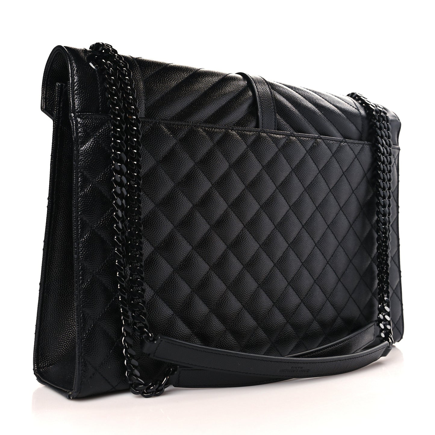 Grain De Poudre Textured Mixed Matelasse Large Triquilt Monogram Monochrome Satchel Black