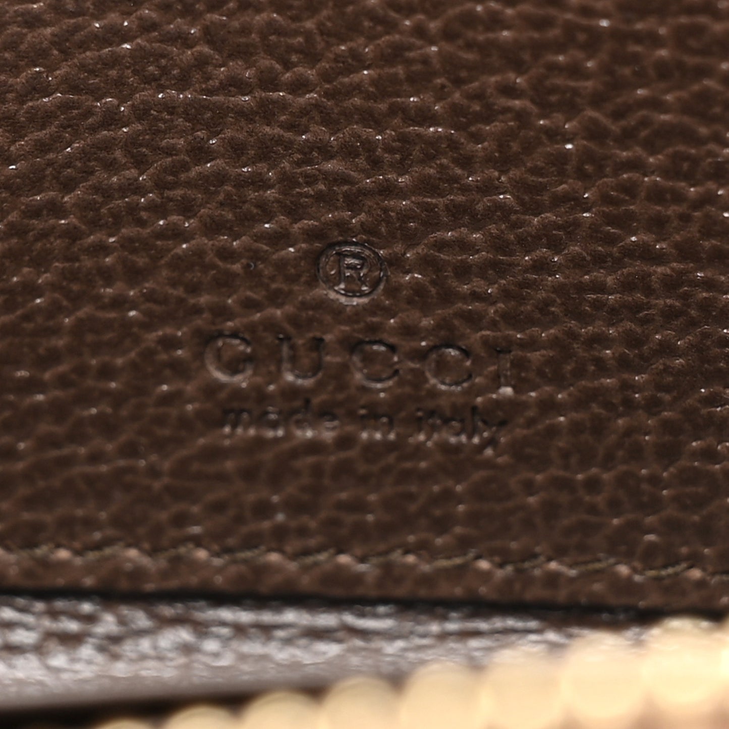 GG Supreme Monogram Textured Dollar Calfskin Web Ophidia Zip Around Card Case Wallet Beige Ebony New Acero