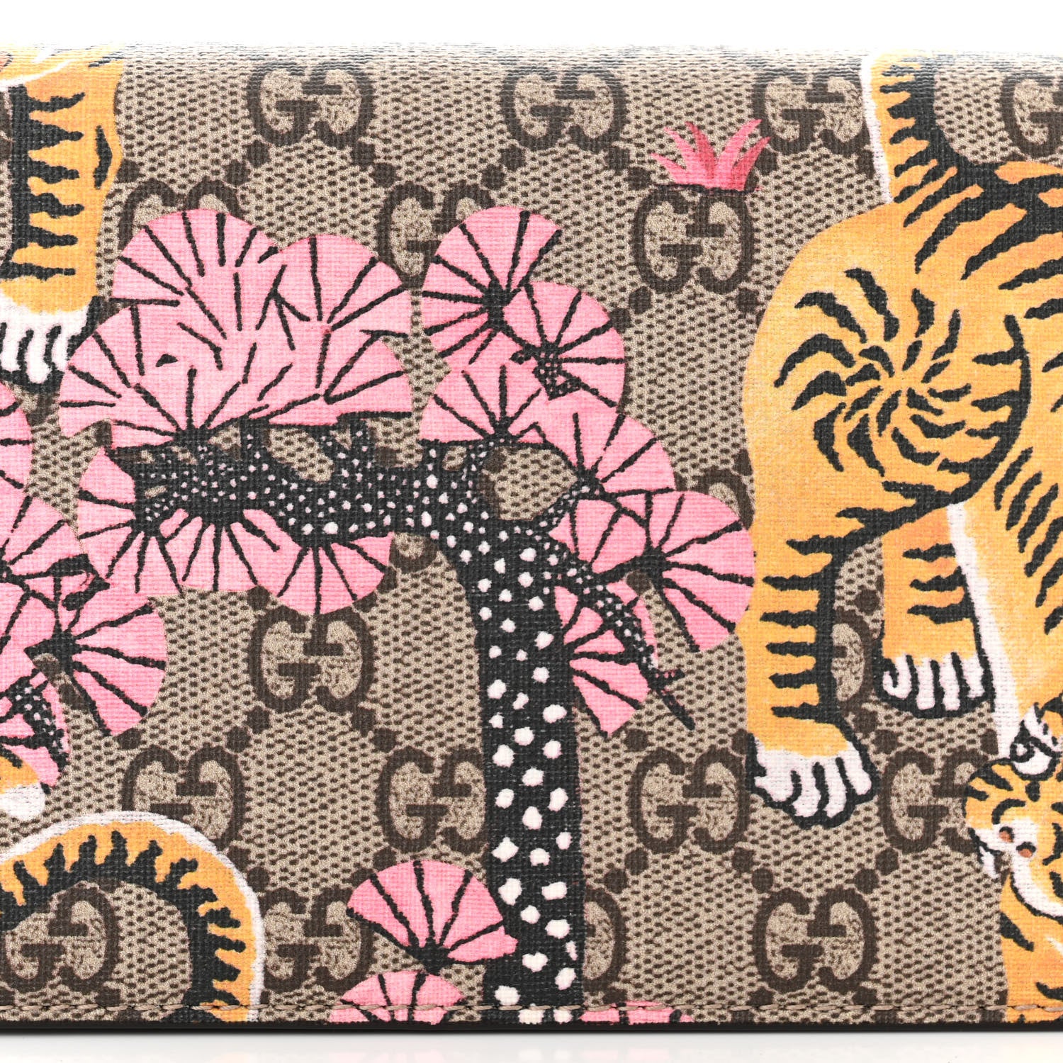 Gucci GG Supreme Monogram Bengal Chain Wallet Beige Pink 7 of 10