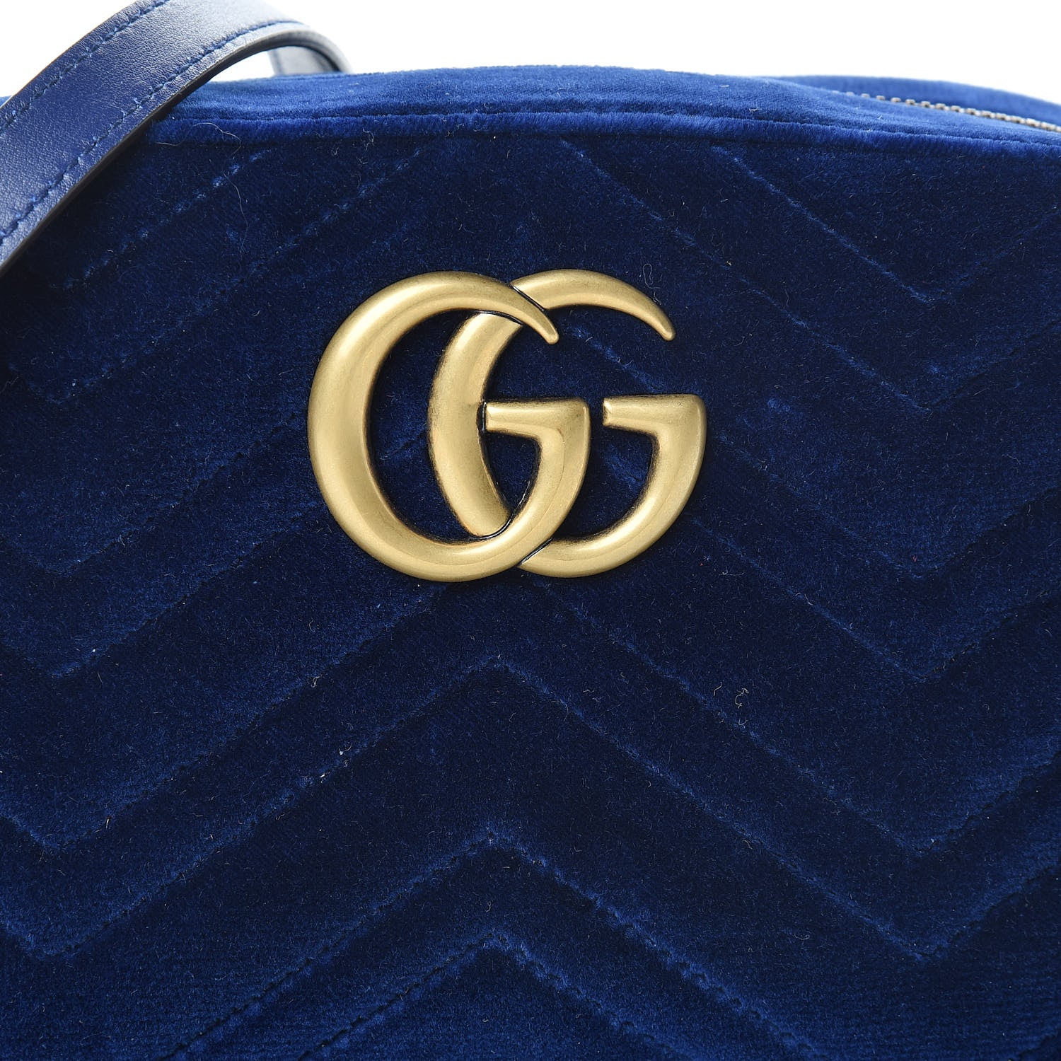 Gucci Velvet Matelasse Small GG Marmont Chain Shoulder Bag Cobalt 8 of 11
