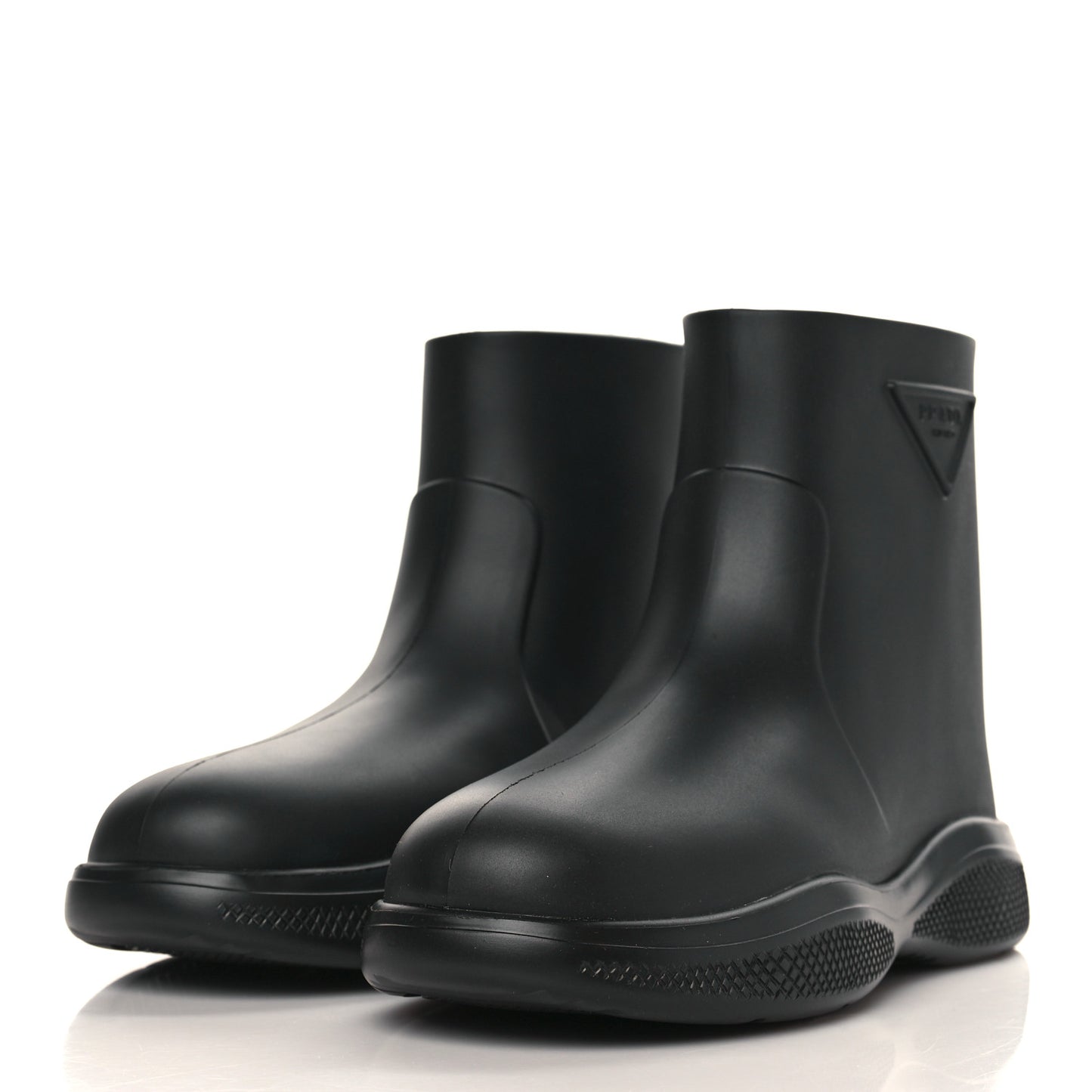 Soft Mellow Rubber Triangle Logo Embossed Womens 25mm Booties 38 Black