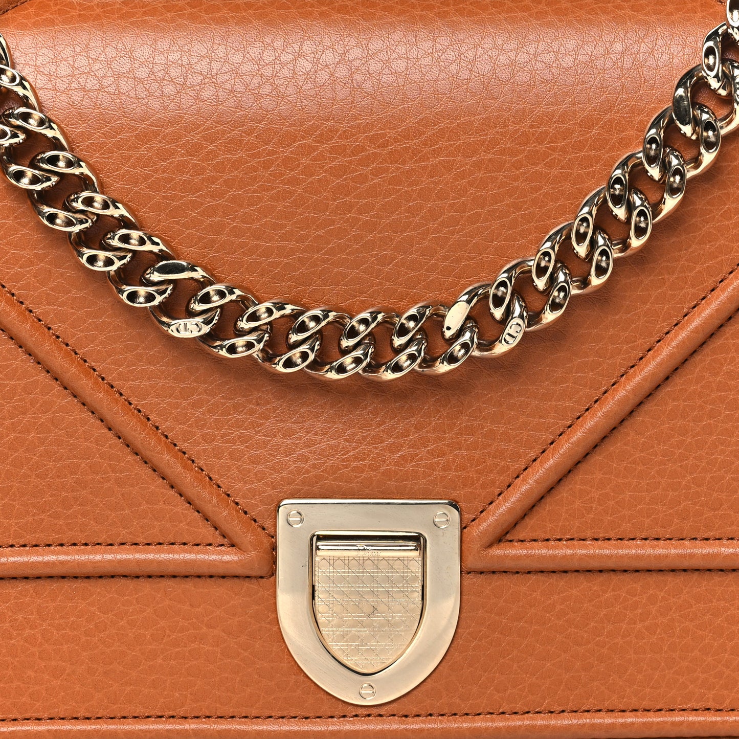 Grained Calfskin Medium Diorama Flap Bag Brown