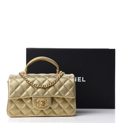 Chanel Metallic Caviar Quilted Mini Top Handle Rectangular Flap Gold 11 of 11