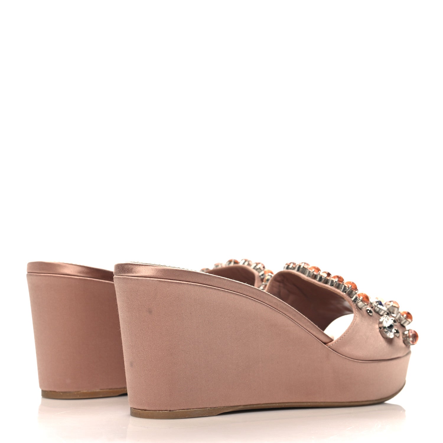 Miu Miu Satin Crystal Wedge Sandals 40 Cammeo 5 of 8