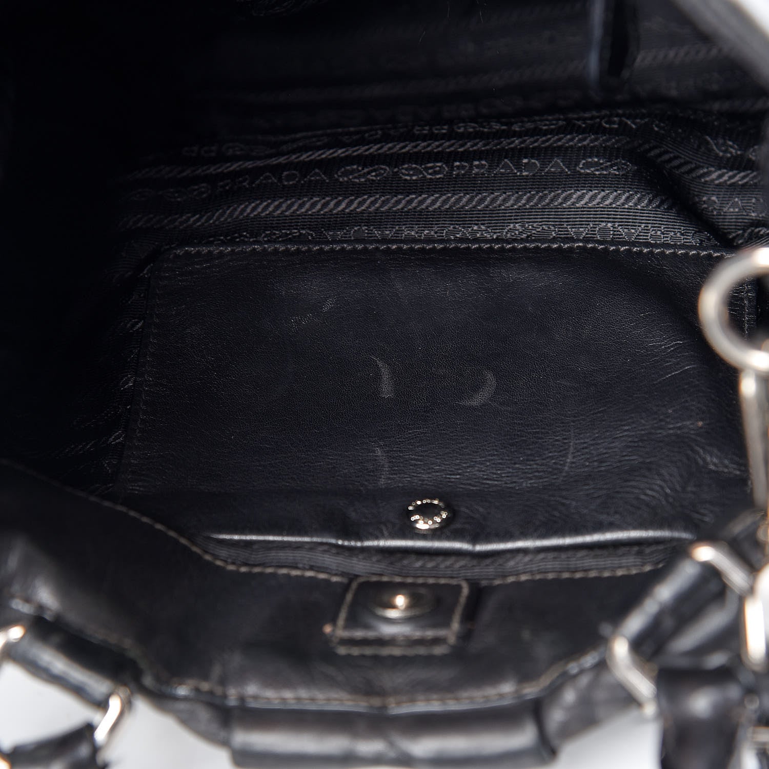 Prada Soft Calfskin Pleated Tote Black 7 of 26