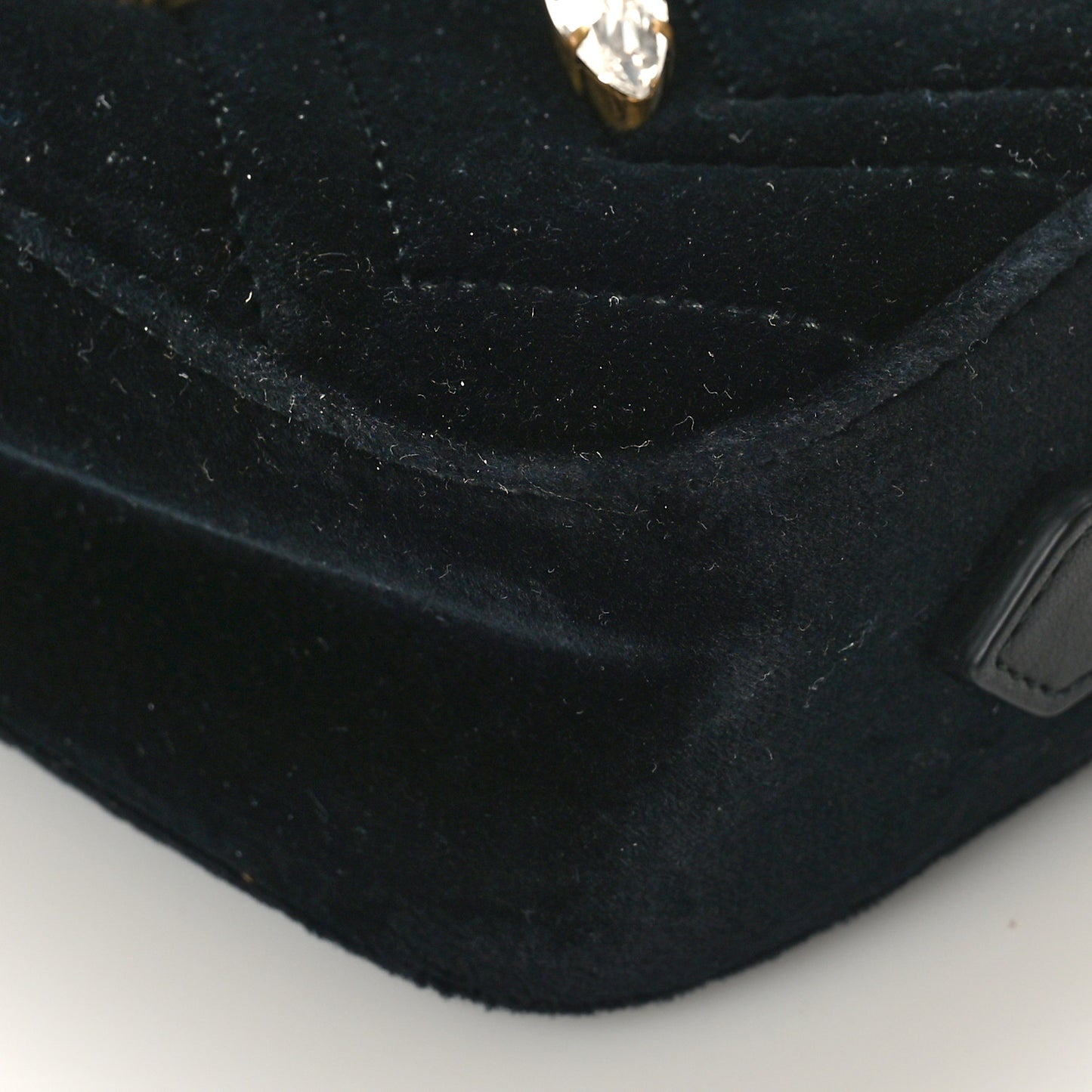 Velvet Matelasse Marquise Crystals Mini GG Marmont Chain Shoulder Bag Black