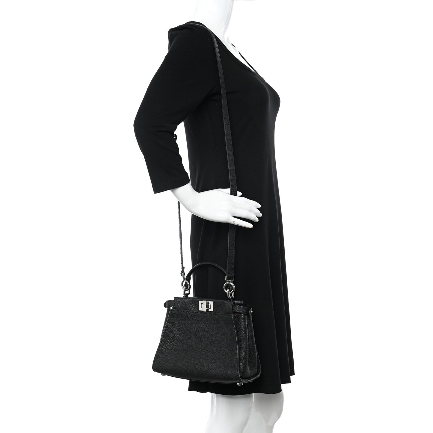 Cuoio Romano Selleria Bi-Color Mini Peekaboo Iconic Satchel Black Mou