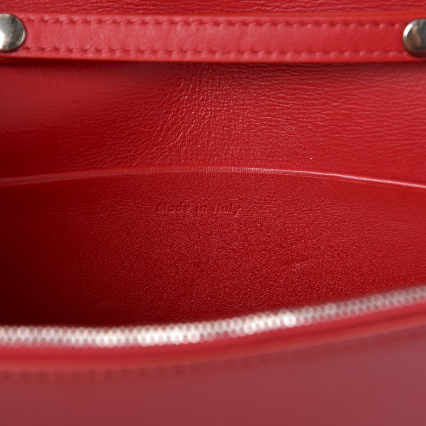 Smooth Lambskin Frame Evening Chain Clutch Grey Red