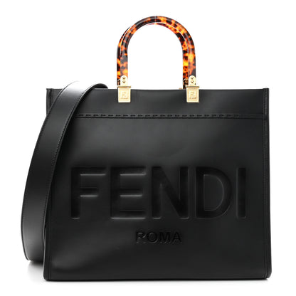 Fendi Vitello King Plexiglass Medium Fendi Sunshine Shopper Tote Black 1 of 9