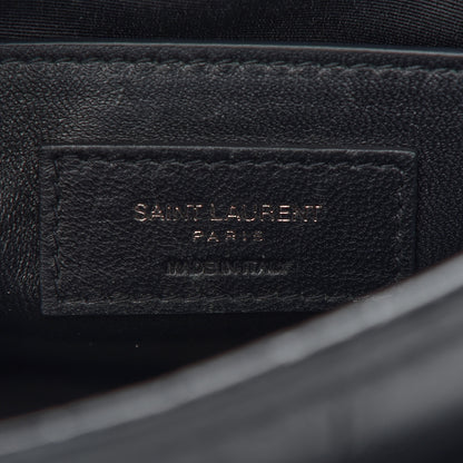Saint Laurent Calfskin Crocodile Embossed Matelasse Monogram Baby Niki Chain Satchel Black 6 of 9
