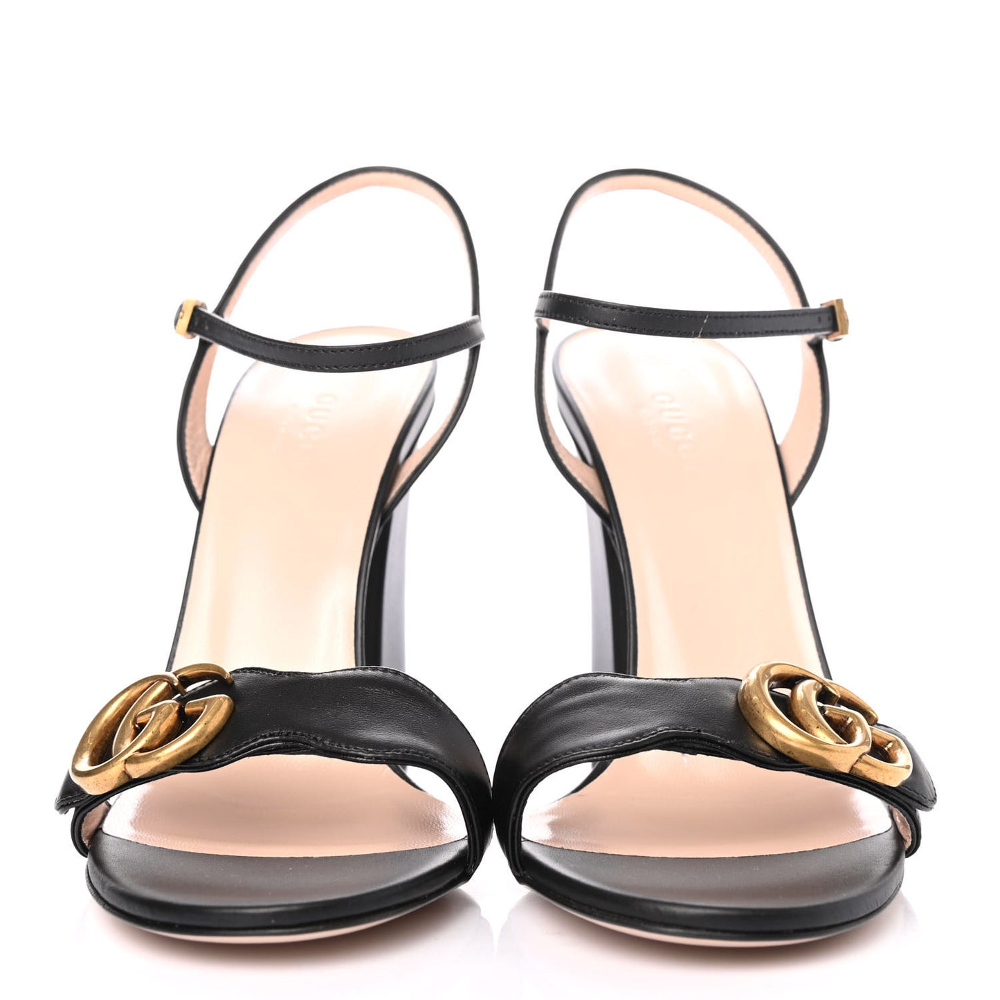Lifford Calfskin GG Marmont Ankle Wrap 105mm Sandals 37 Black