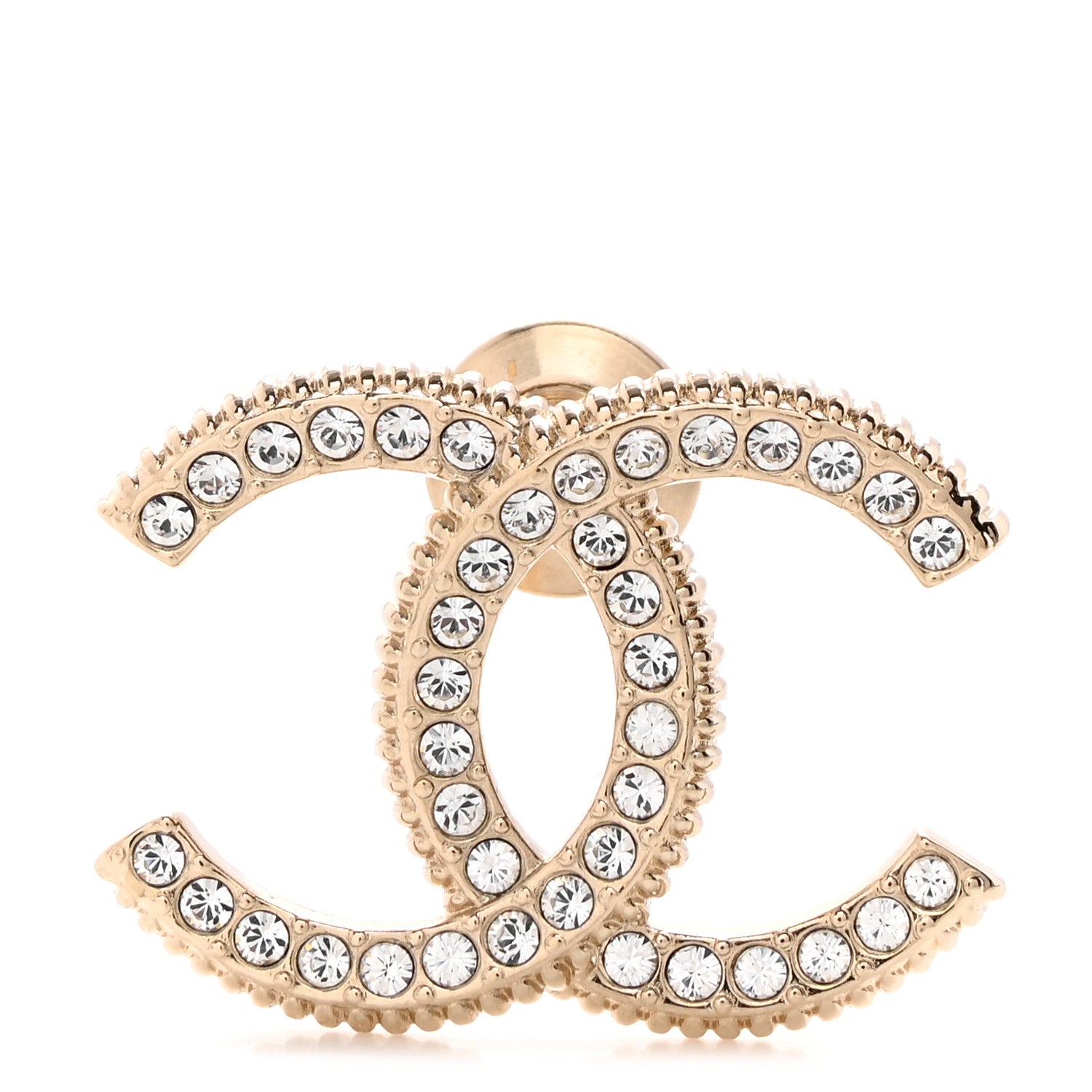 Chanel Crystal CC Brooch Light Gold 1 of 5