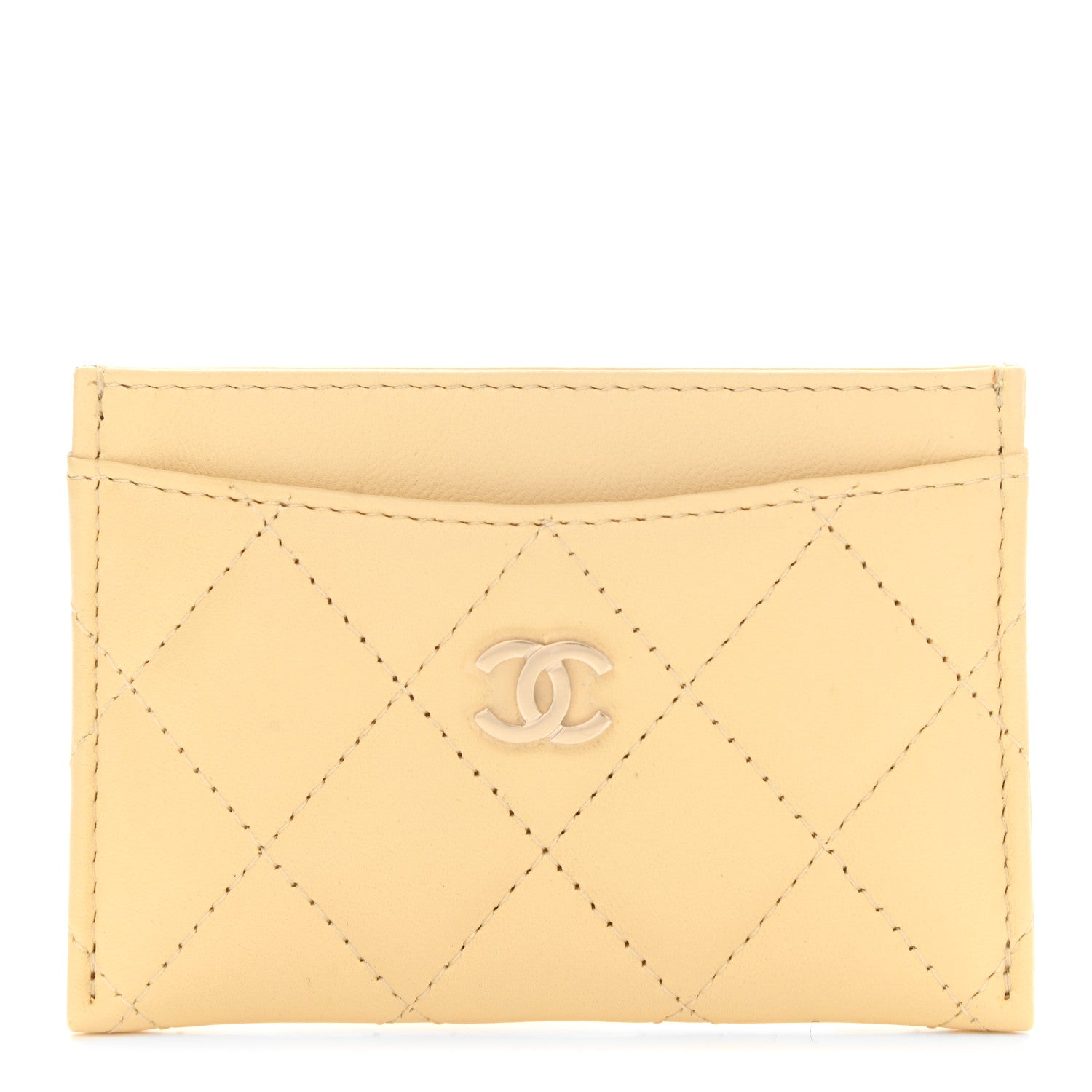 Chanel Lambskin Quilted Card Holder Yellow 1 of 9