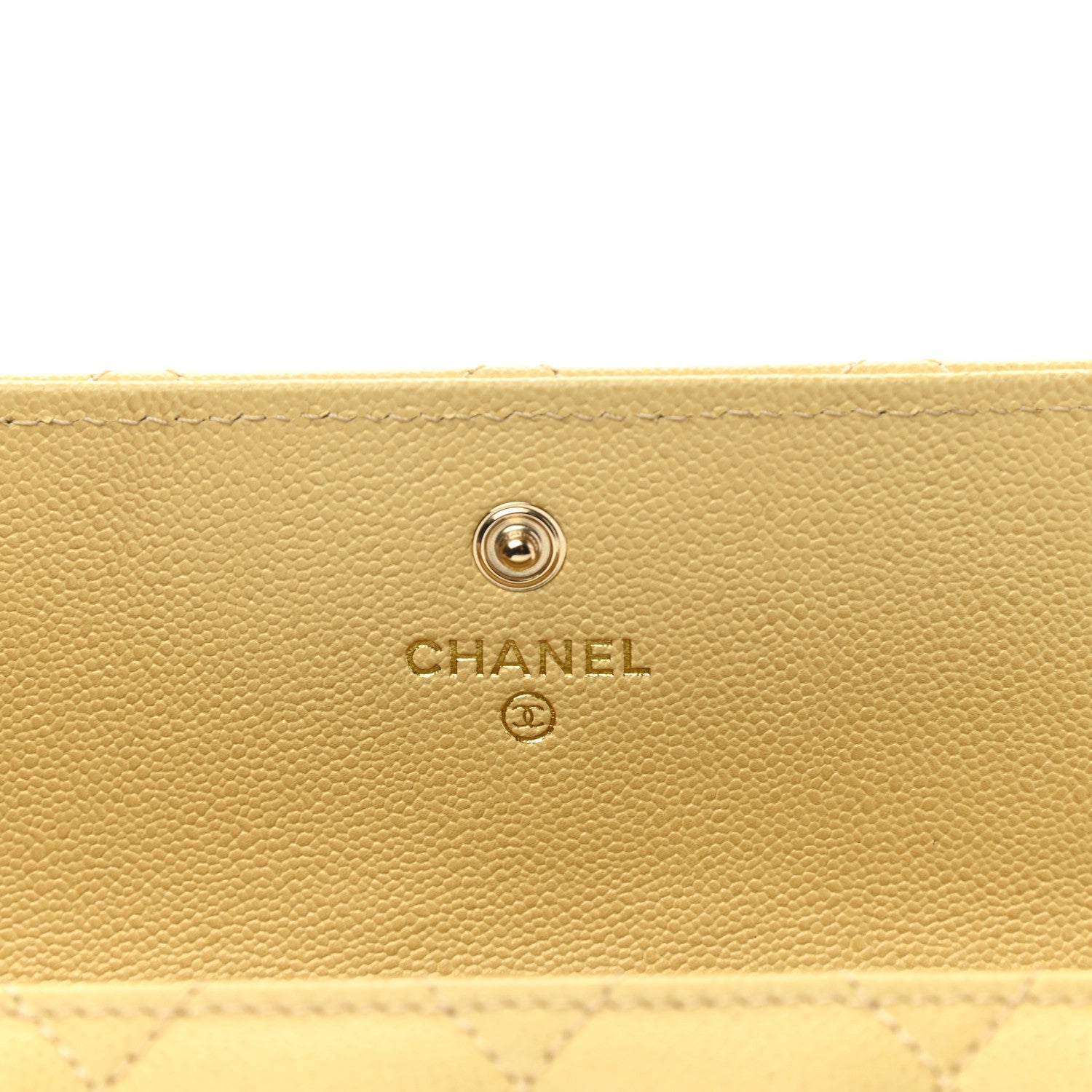 Chanel Caviar Quilted CC Flap Wallet Yellow 6 of 9