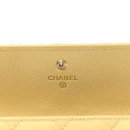 Chanel Caviar Quilted CC Flap Wallet Yellow 6 of 9
