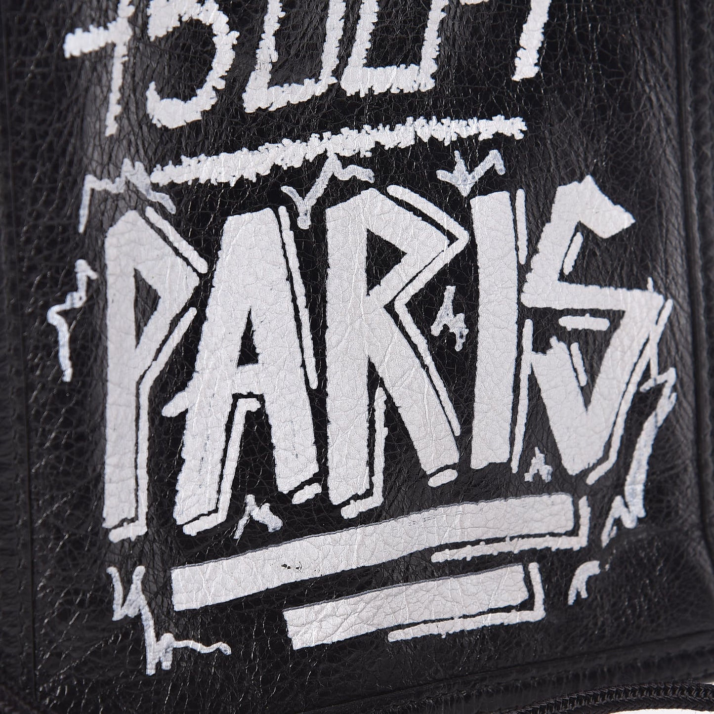 Agneau Graffiti All Over Small Explorer Pouch with Strap Black White