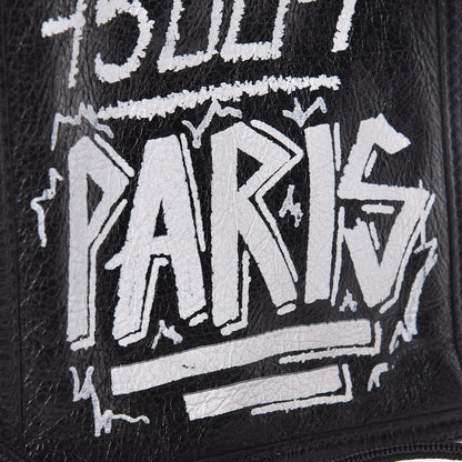 Balenciaga Agneau Graffiti All Over Small Explorer Pouch with Strap Black White 12 of 13