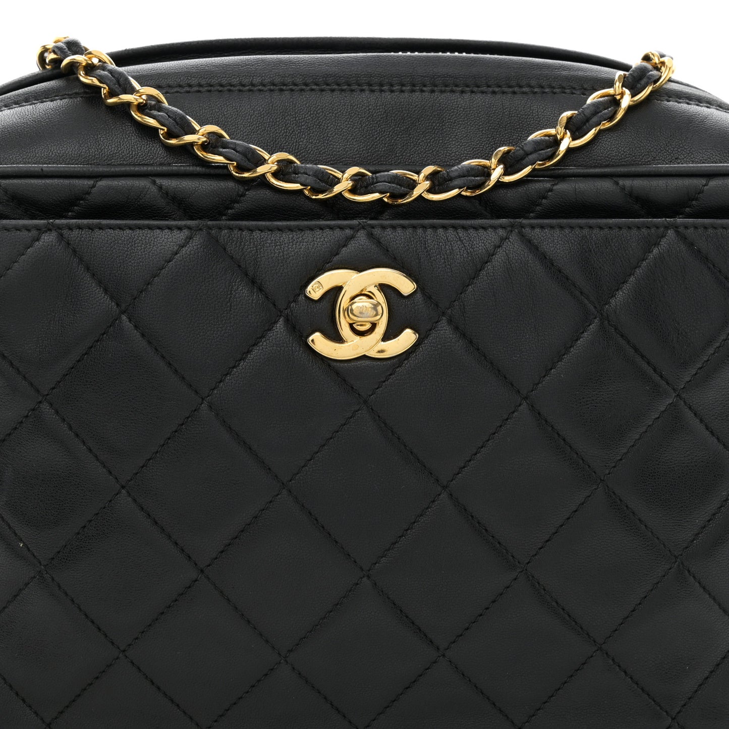 Lambskin Quilted Camera Case Black