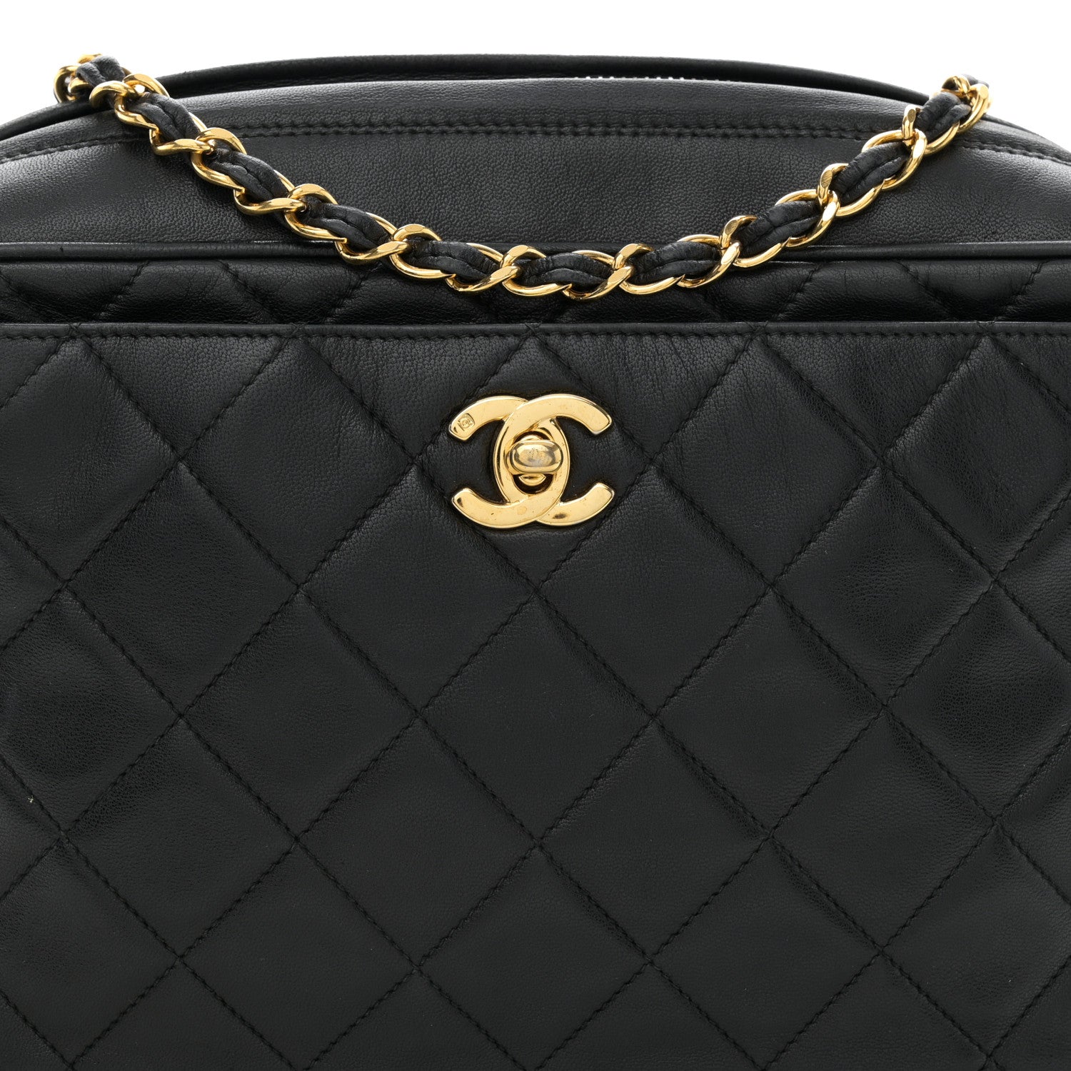 Chanel Lambskin Quilted Camera Case Black 9 of 12