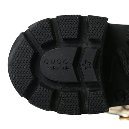 Gucci Covered Wool GG Monogram Womens Lace Up Combat Ankle Boots 37.5 Beige Ebony Black 6 of 9