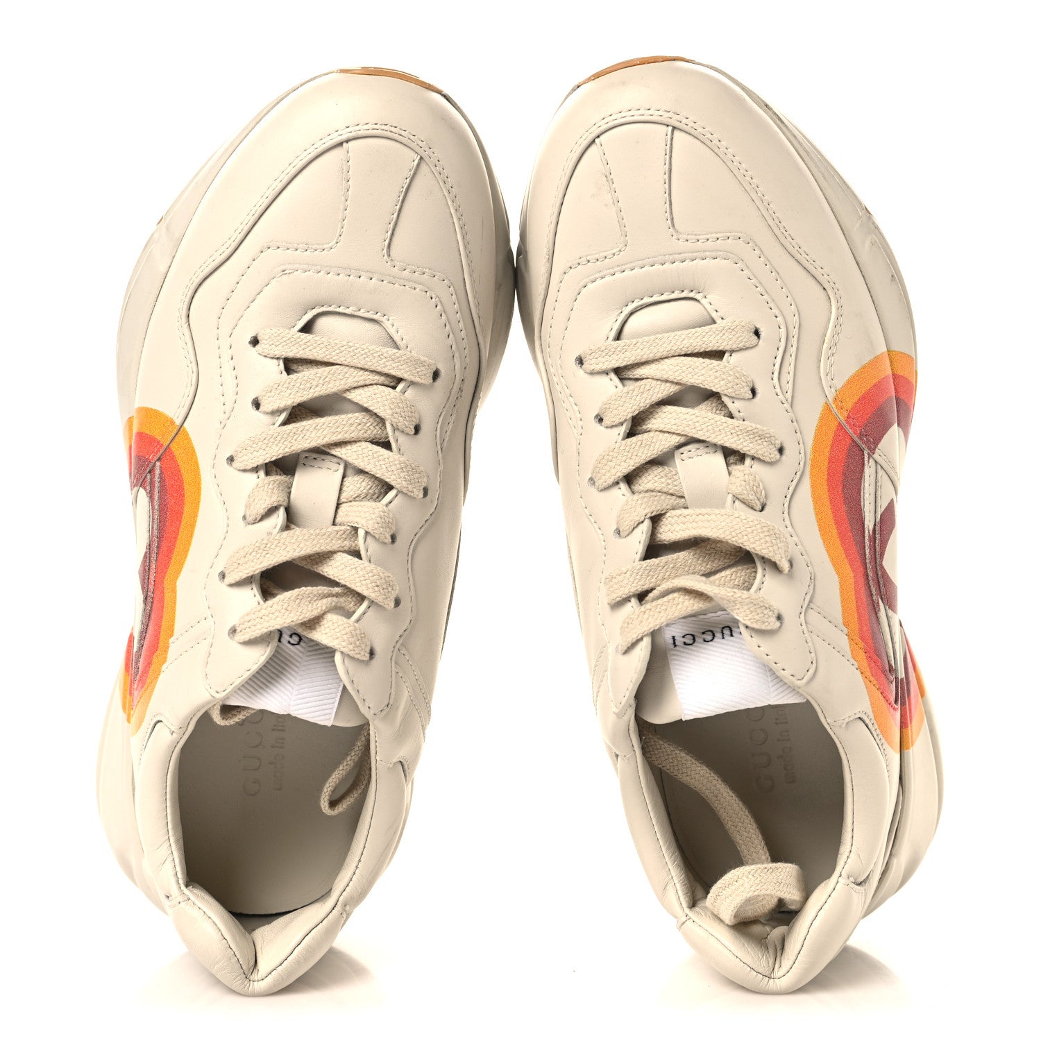 Gucci Calfskin Interlocking G Heart Rhyton Sneakers 36.5 Mystic White 2 of 11