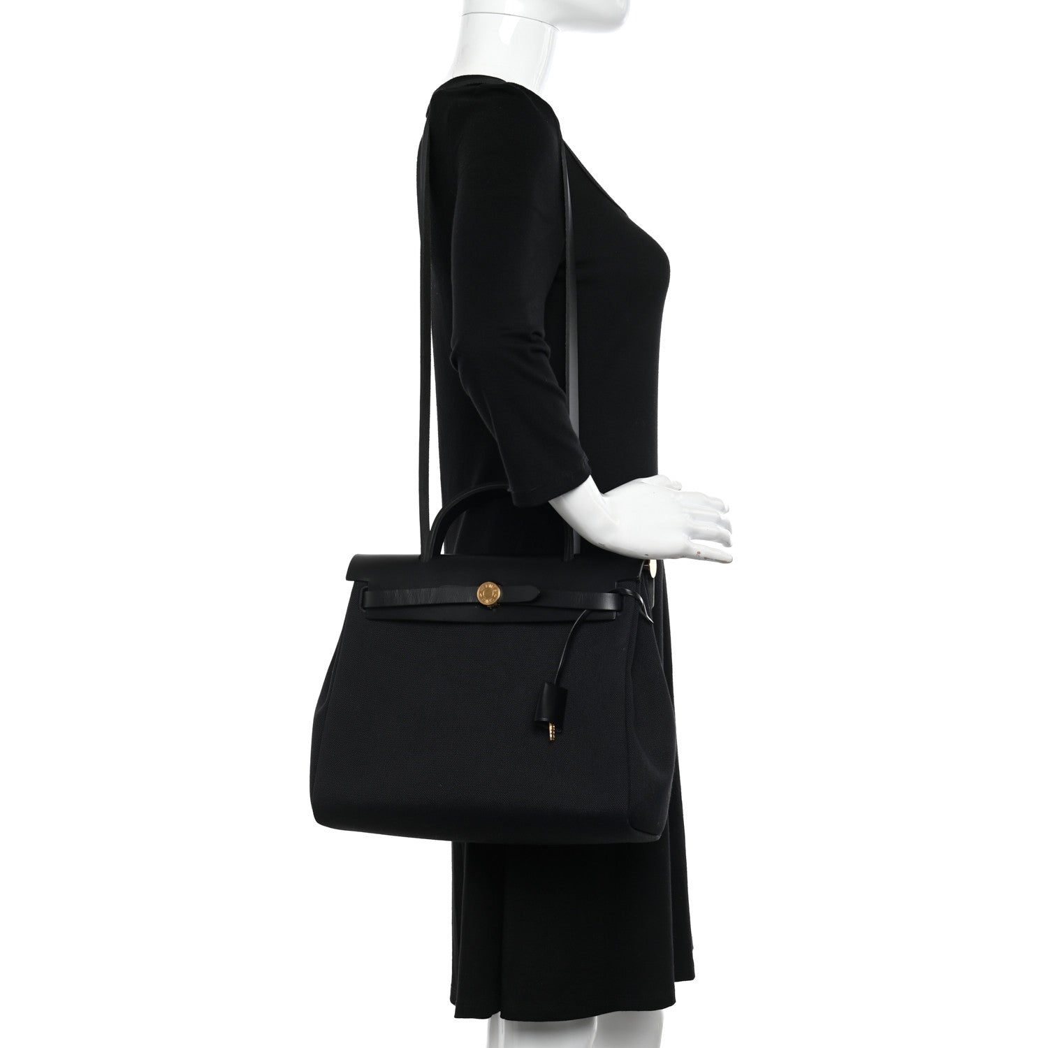 Hermes Military Toile Vache Hunter Herbag Zip PM 31 Black 2 of 10