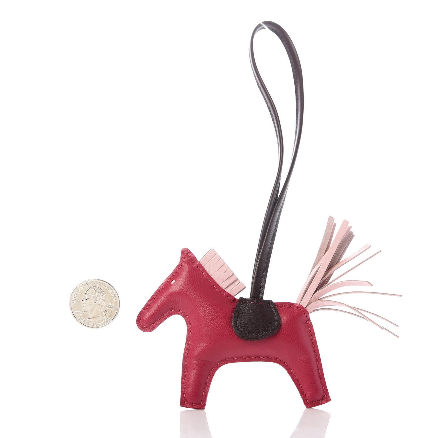 Milo Lambskin Grigri Rodeo Horse Bag Charm PM Rose Sakura Framboise Rouge Sellier