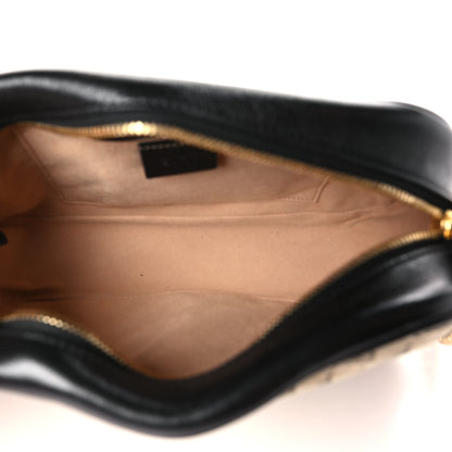 Gucci Monogram Matelasse Diagonal Small GG Marmont Chain Shoulder Bag Beige Black 5 of 9