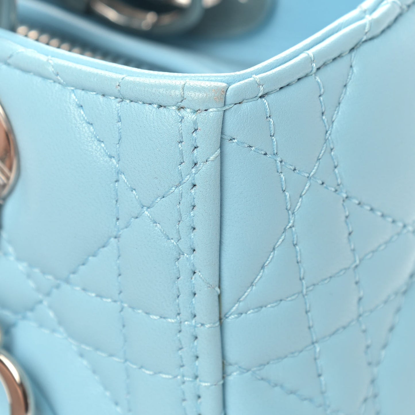 Lambskin Cannage Medium Lady Dior Light Blue
