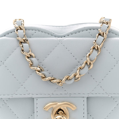 Chanel Lambskin Quilted CC In Love Heart Clutch With Chain Light Blue 8 of 11