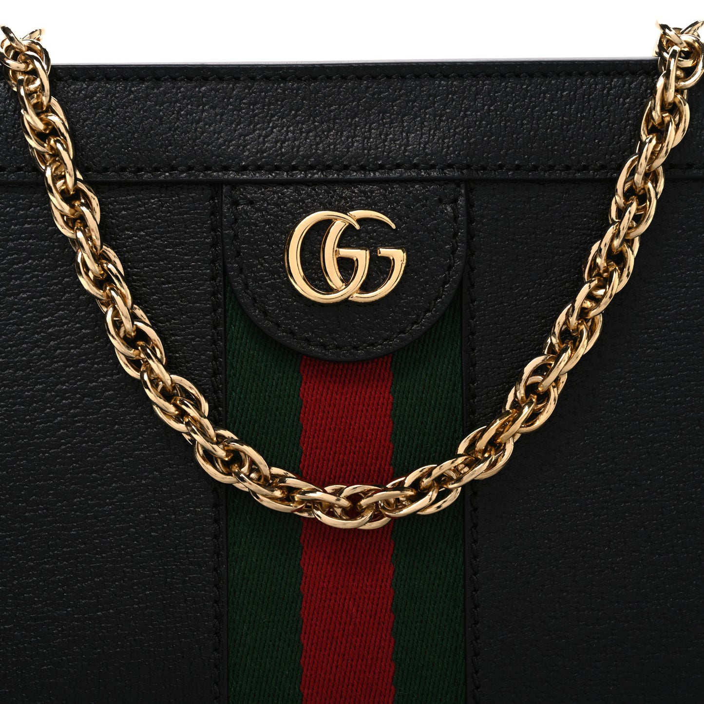 Calfskin GG Web Small Ophidia Chain Shoulder Bag Black