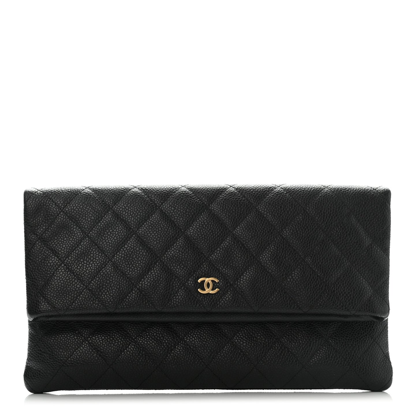 Caviar Quilted CC Beauty Clutch Black