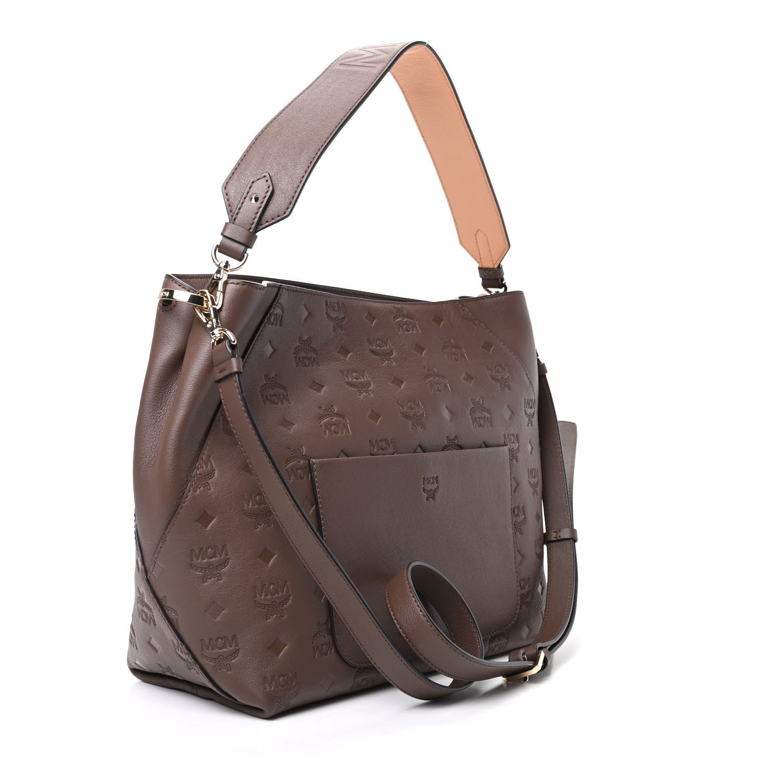 MCM Calfskin Ottomar Monogram Medium Klara Hobo Chestnut 3 of 8
